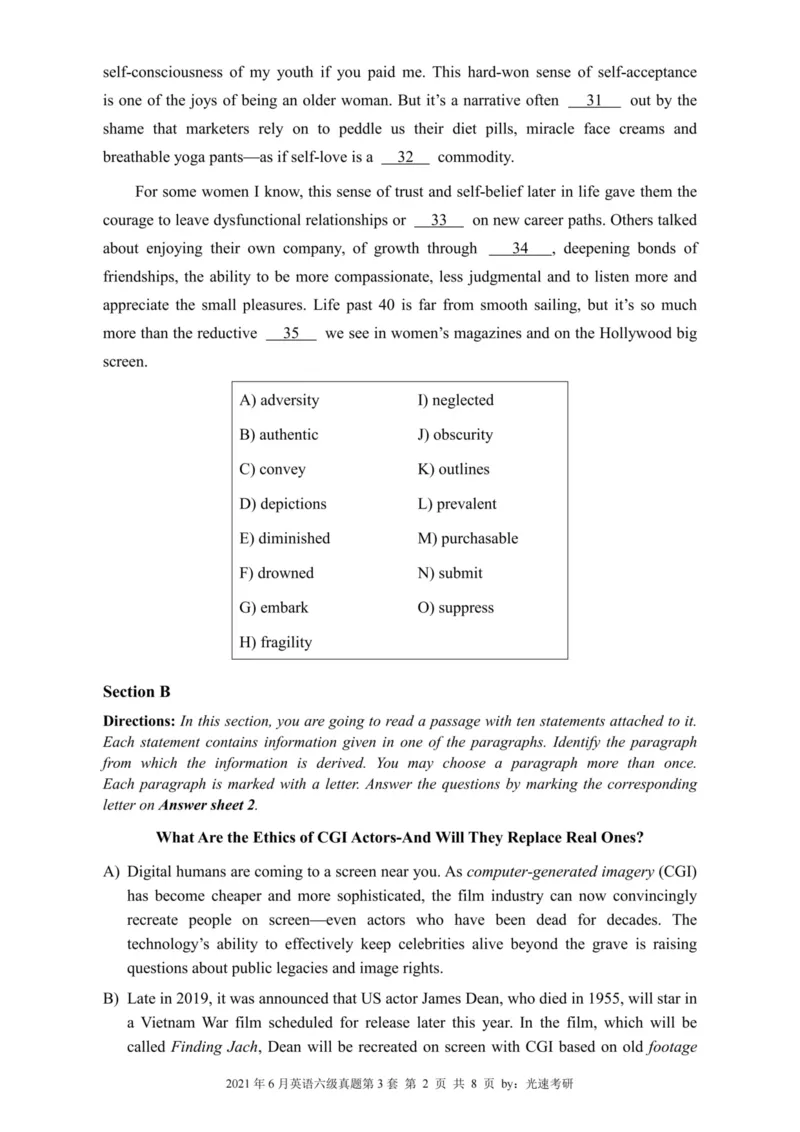 2021.06六级真题全3套(带书签)_02.四六级真题+模拟题（0128）_六级真题+音频+解析(0128)_03.2016&mdash;2025六级新题型_2021年06月六级