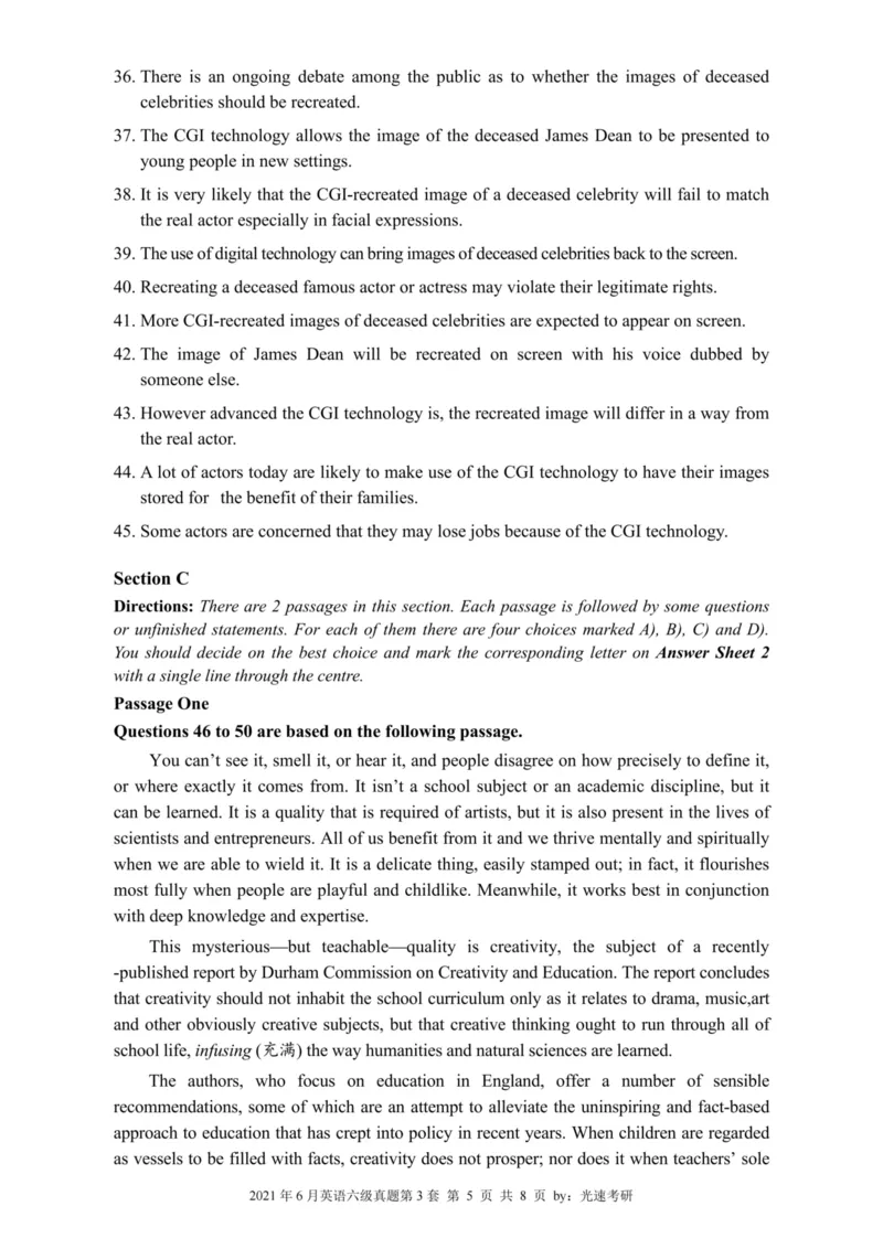 2021.06六级真题全3套(带书签)_02.四六级真题+模拟题（0128）_六级真题+音频+解析(0128)_03.2016&mdash;2025六级新题型_2021年06月六级