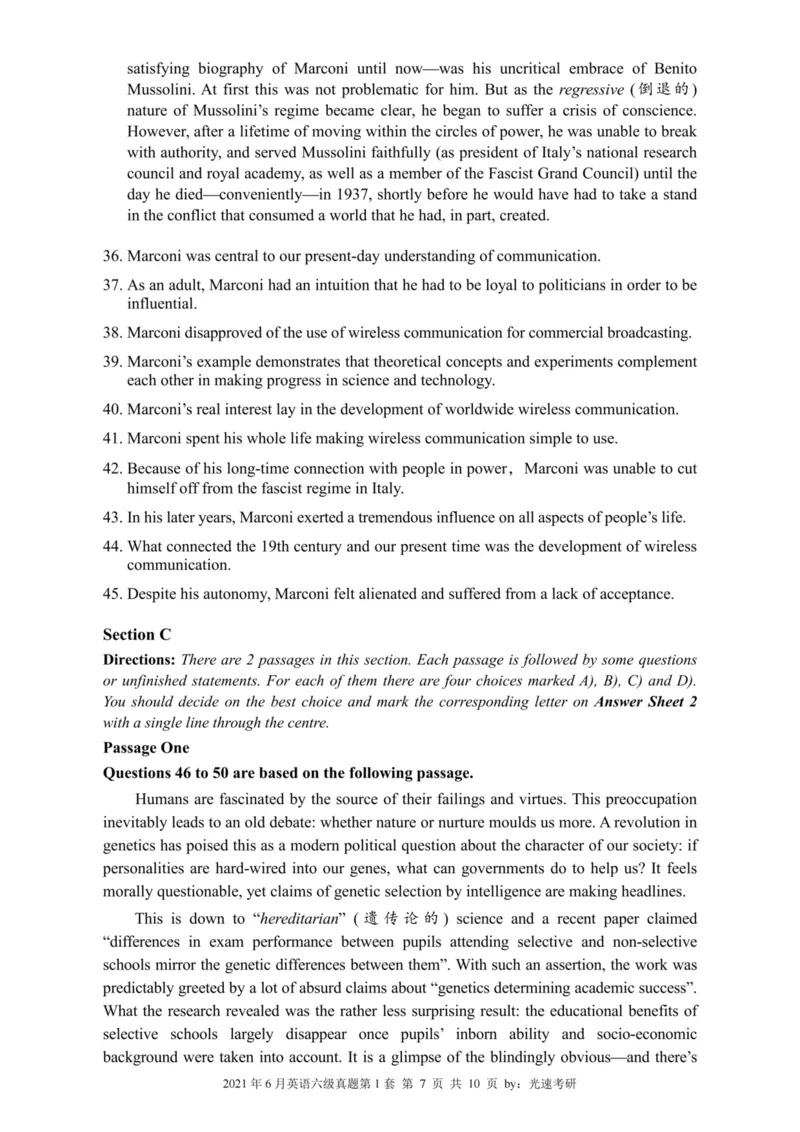 2021.06六级真题全3套(带书签)_02.四六级真题+模拟题（0128）_六级真题+音频+解析(0128)_03.2016&mdash;2025六级新题型_2021年06月六级