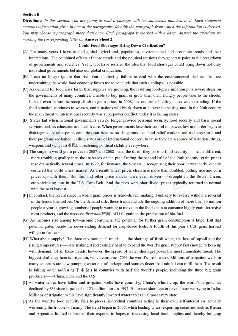 2016年6月大学英语四级考试真题卷2_最新更新，视频都在这_2026、6月四级速转存易和谐_四六级真题+资料包_四级真题_2016年6月CET4
