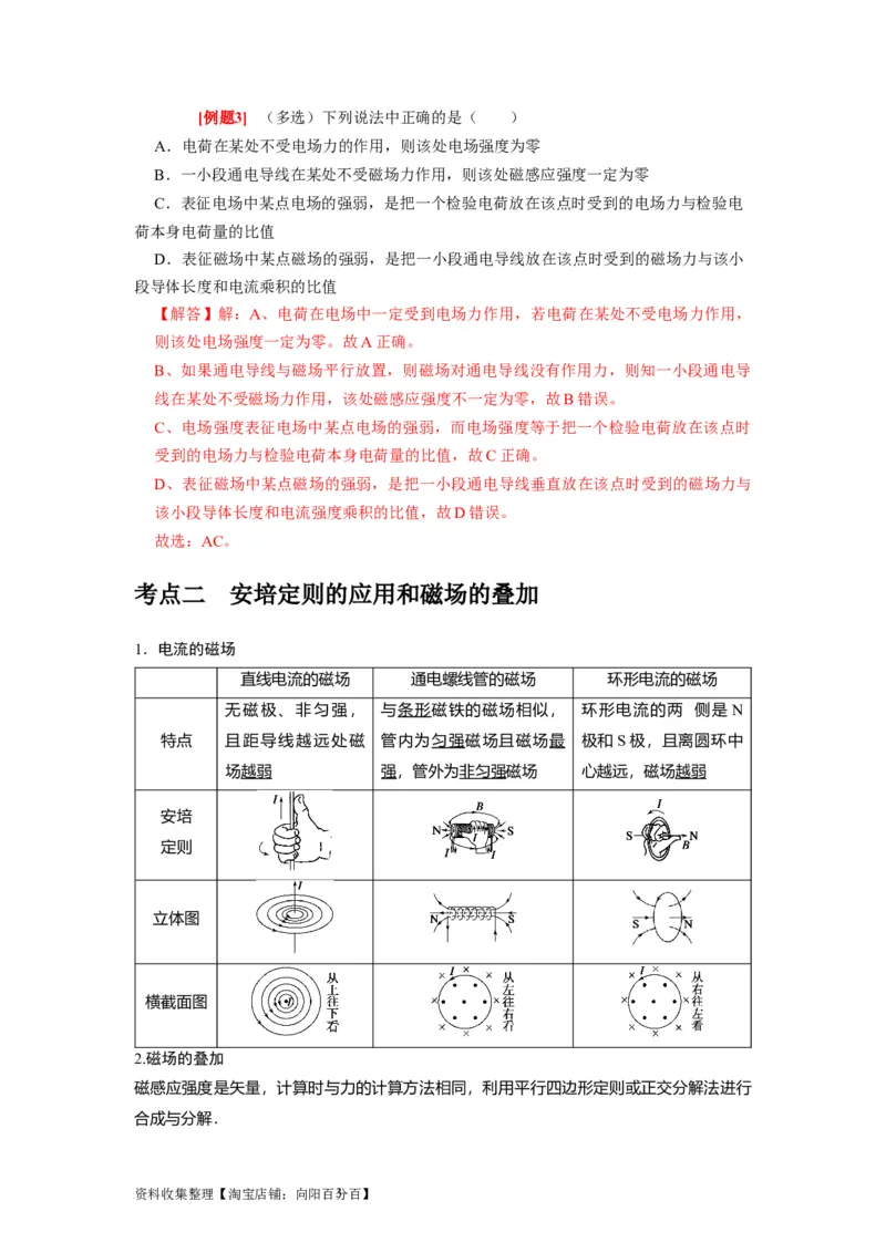 第21讲　磁场的描述磁场对电流的作用（解析版）_04高考物理_通用版（老高考）复习资料_2024年复习资料_完2024年高考物理一轮考点复习精讲精练（全国通用）