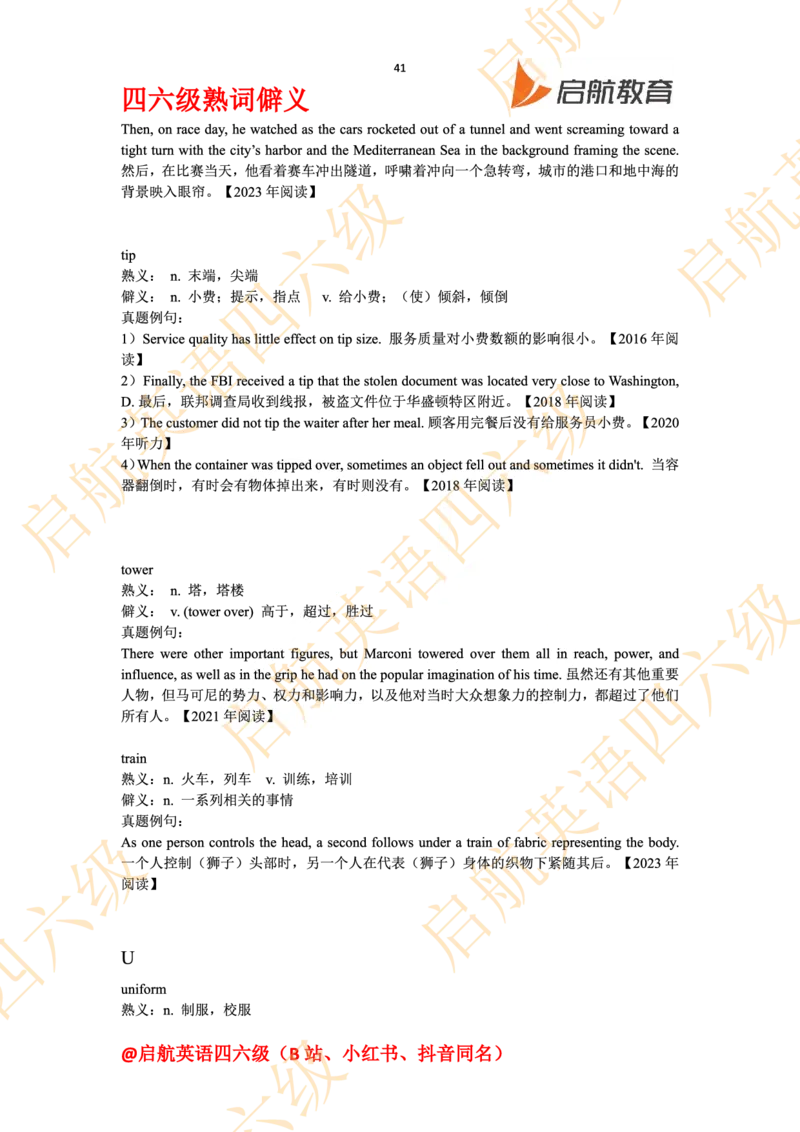 四六级熟词僻义_最新更新，视频都在这_2026、6月四级速转存易和谐_0、2025年12月四级_01.启航四级全程班马天艺_06.熟词僻义