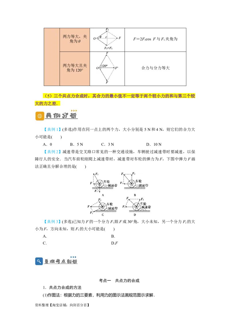 第6讲力的合成与分解（原卷版）_04高考物理_新高考复习资料_2024新高考复习资料_一轮复习资料_完划重点2024年高考一轮复习精细讲义
