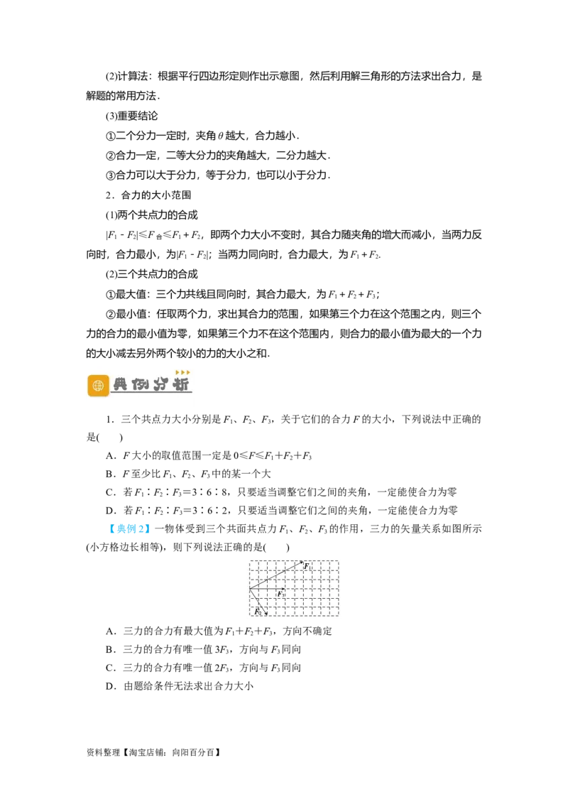 第6讲力的合成与分解（原卷版）_04高考物理_新高考复习资料_2024新高考复习资料_一轮复习资料_完划重点2024年高考一轮复习精细讲义