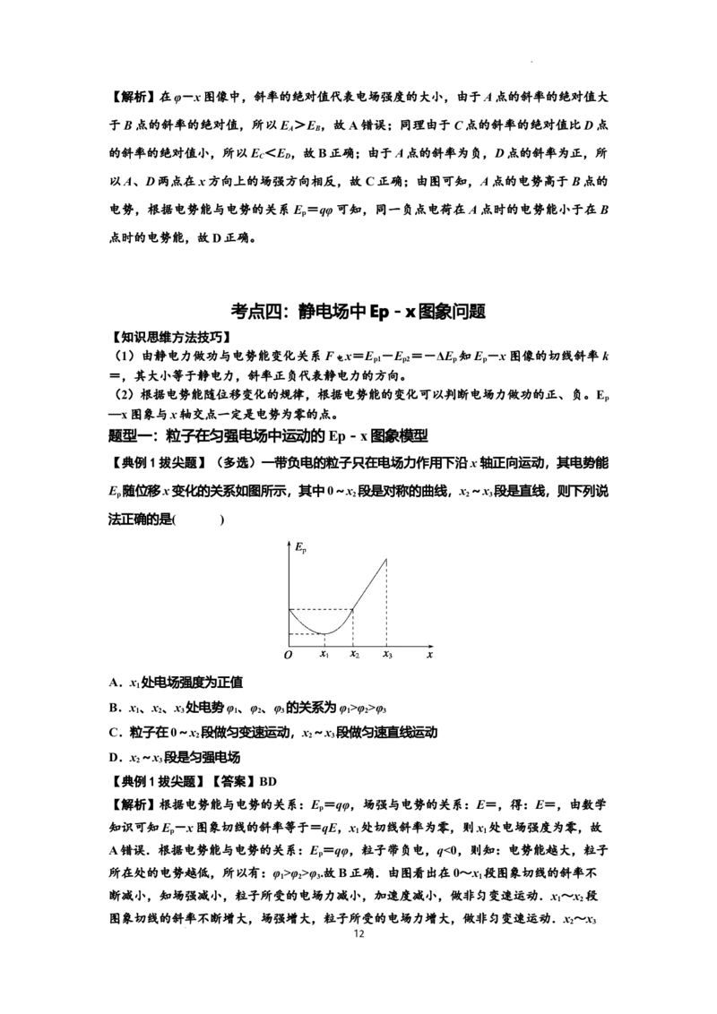 知识点66：静电场中的图象问题（拔尖解析版）_04高考物理_新高考复习资料_2024新高考复习资料_一轮复习资料_拔尖版2024届高考物理一轮复习讲义及对应练习