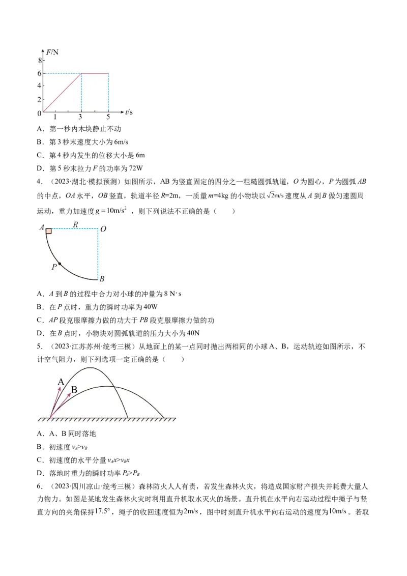 第25讲功和功率（练习）（原卷版）_04高考物理_新高考复习资料_2024新高考复习资料_一轮复习资料_2024年高考物理一轮复习讲练测（讲义+练习+课件）（新高考）_讲义+练习