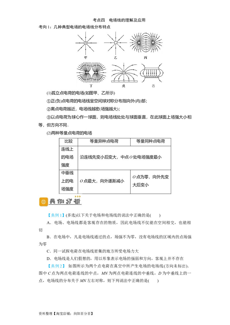 第26讲　电场力的性质（原卷版）_04高考物理_新高考复习资料_2024新高考复习资料_一轮复习资料_完划重点2024年高考一轮复习精细讲义