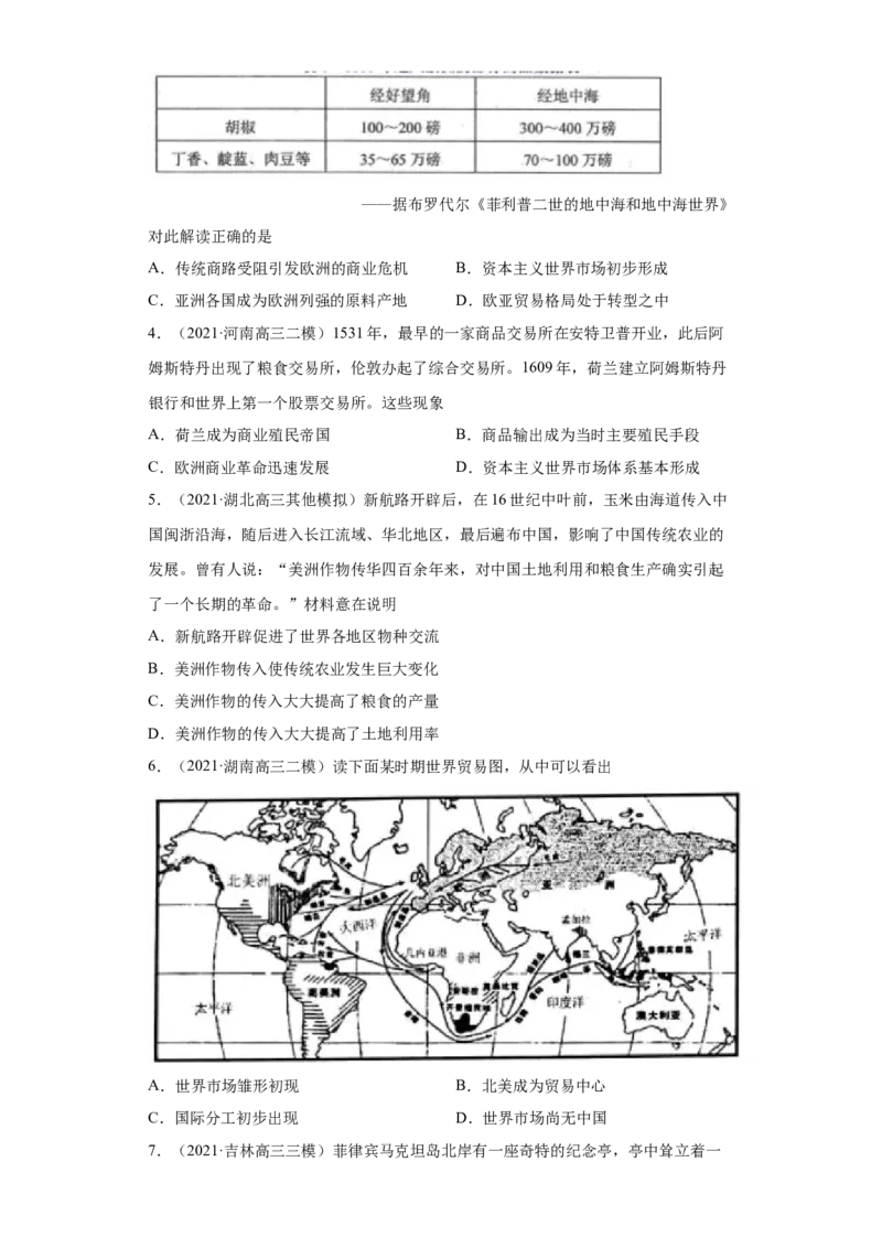考点14新航路的开辟和西欧国家的殖民扩张-备战2022年高考历史一轮复习考点帮（新高考专用）_07高考历史_新高考复习资料_2022年新高考复习资料