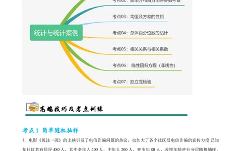 考点巩固卷21统计与统计案例（七大考点）（原卷版）_02高考数学_2025年新高考资料_一轮复习_2025年高考数学一轮复习考点通关卷（新高考通用）