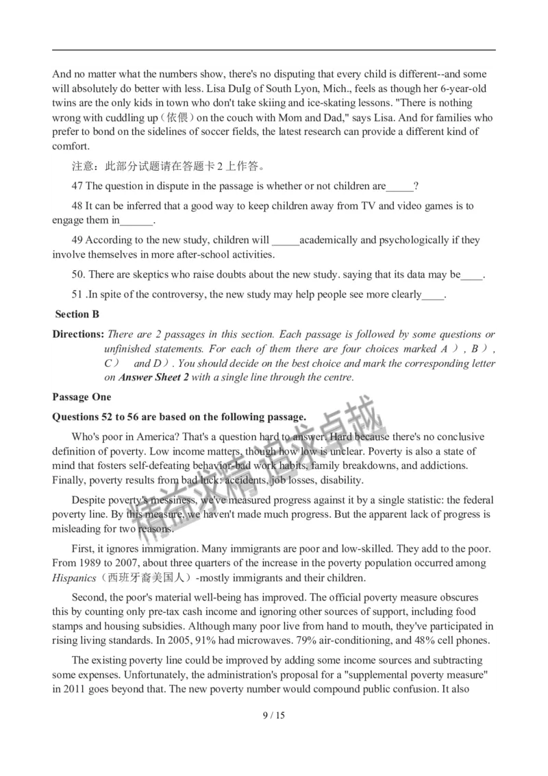 2012年12月英语六级真题(2)_02.四六级真题+模拟题（0128）_六级真题+音频+解析(0128)_01.1990&mdash;2012六级旧题型_2012年12月六级