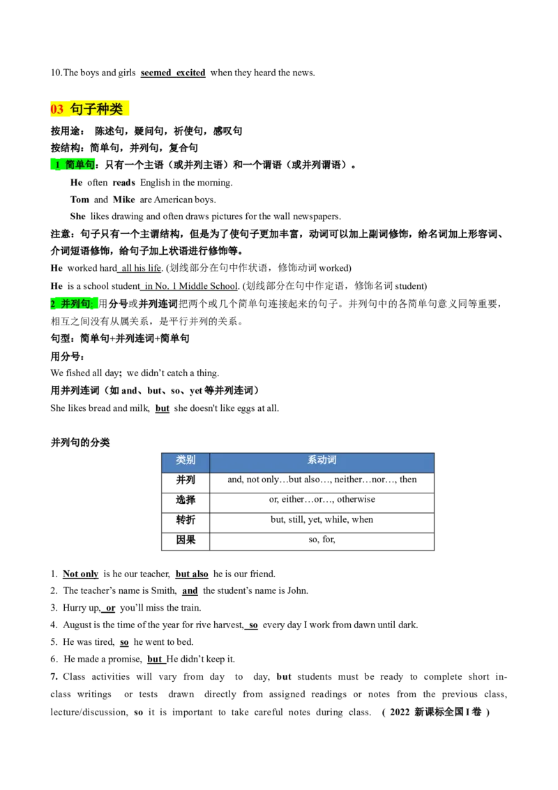 考点15基本句型和句子成分（核心考点精讲精练）-备战2025年高考英语一轮复习考点帮（新高考通用）（原卷版)_03高考英语_2025年新高考资料_一轮复习_备战2025年高考英语一轮复习考点帮