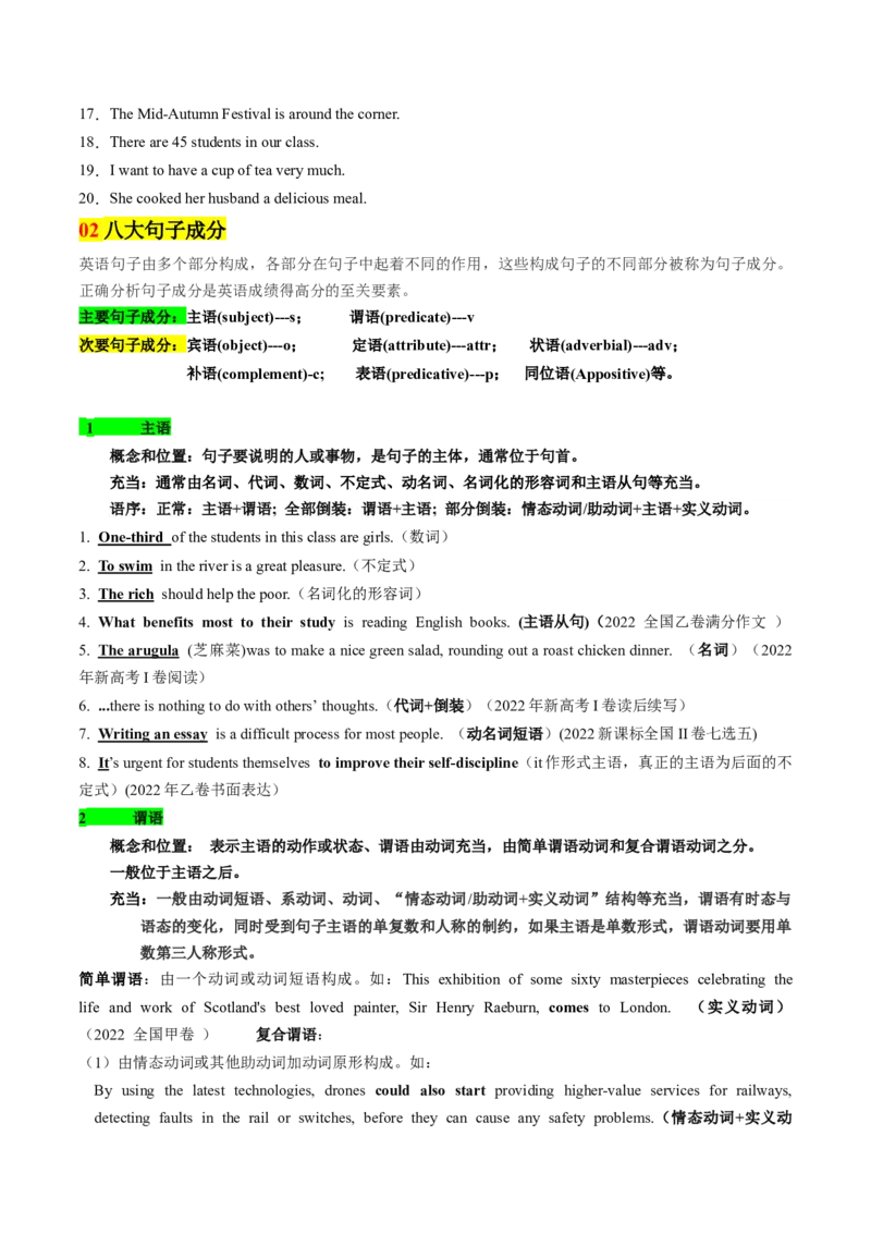 考点15基本句型和句子成分（核心考点精讲精练）-备战2025年高考英语一轮复习考点帮（新高考通用）（原卷版)_03高考英语_2025年新高考资料_一轮复习_备战2025年高考英语一轮复习考点帮