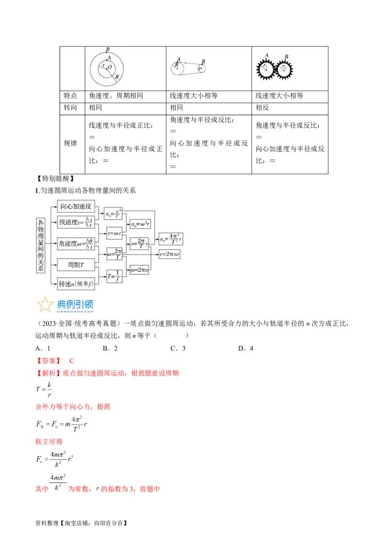 考点17圆周运动（解析版）_04高考物理_通用版（老高考）复习资料_2024年复习资料_完备战2024年高考物理一轮复习考点帮（全国通用）_答案解析版