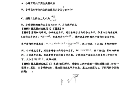 知识点12：瞬时性问题及超重与失重现象（提高解析版）_04高考物理_新高考复习资料_2024新高考复习资料_一轮复习资料_提高版2024届高考物理一轮复习讲义及对应练习