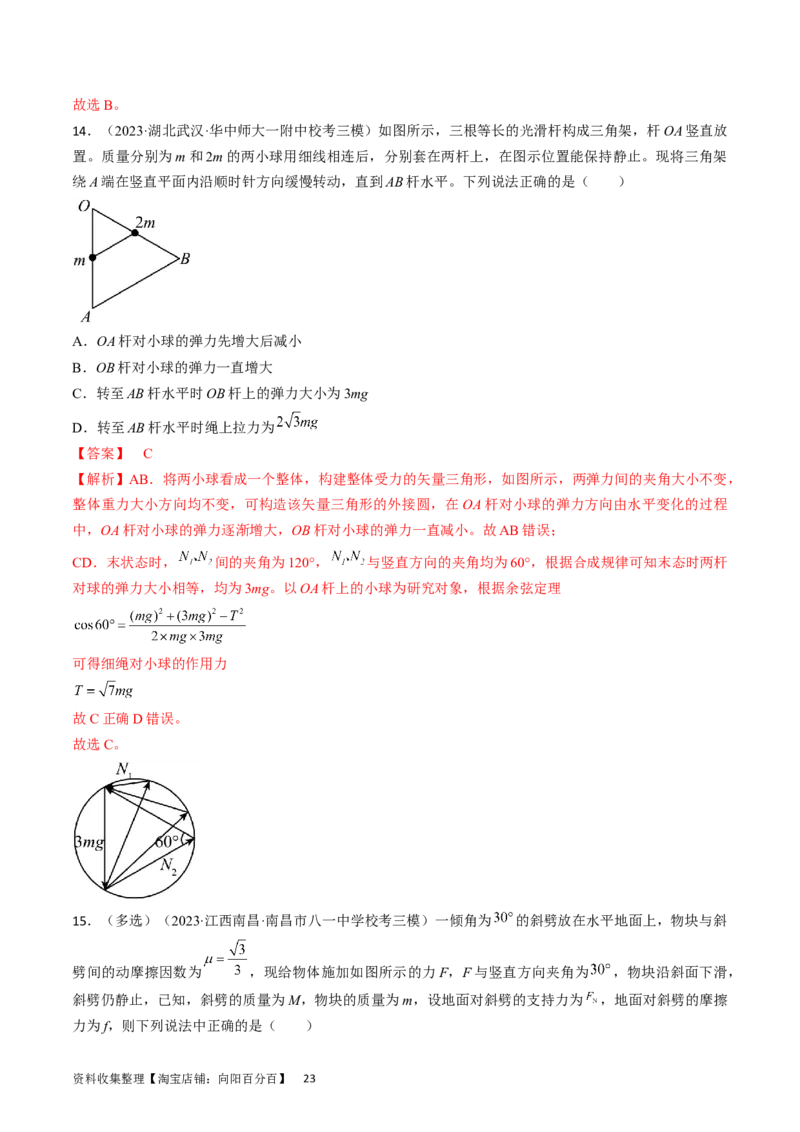 考点07受力分析共点力的平衡（解析版）_04高考物理_通用版（老高考）复习资料_2024年复习资料_完备战2024年高考物理一轮复习考点帮（全国通用）_答案解析版