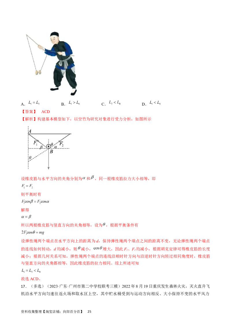 考点07受力分析共点力的平衡（解析版）_04高考物理_通用版（老高考）复习资料_2024年复习资料_完备战2024年高考物理一轮复习考点帮（全国通用）_答案解析版