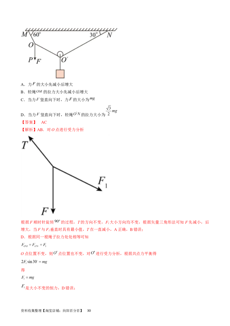 考点07受力分析共点力的平衡（解析版）_04高考物理_通用版（老高考）复习资料_2024年复习资料_完备战2024年高考物理一轮复习考点帮（全国通用）_答案解析版