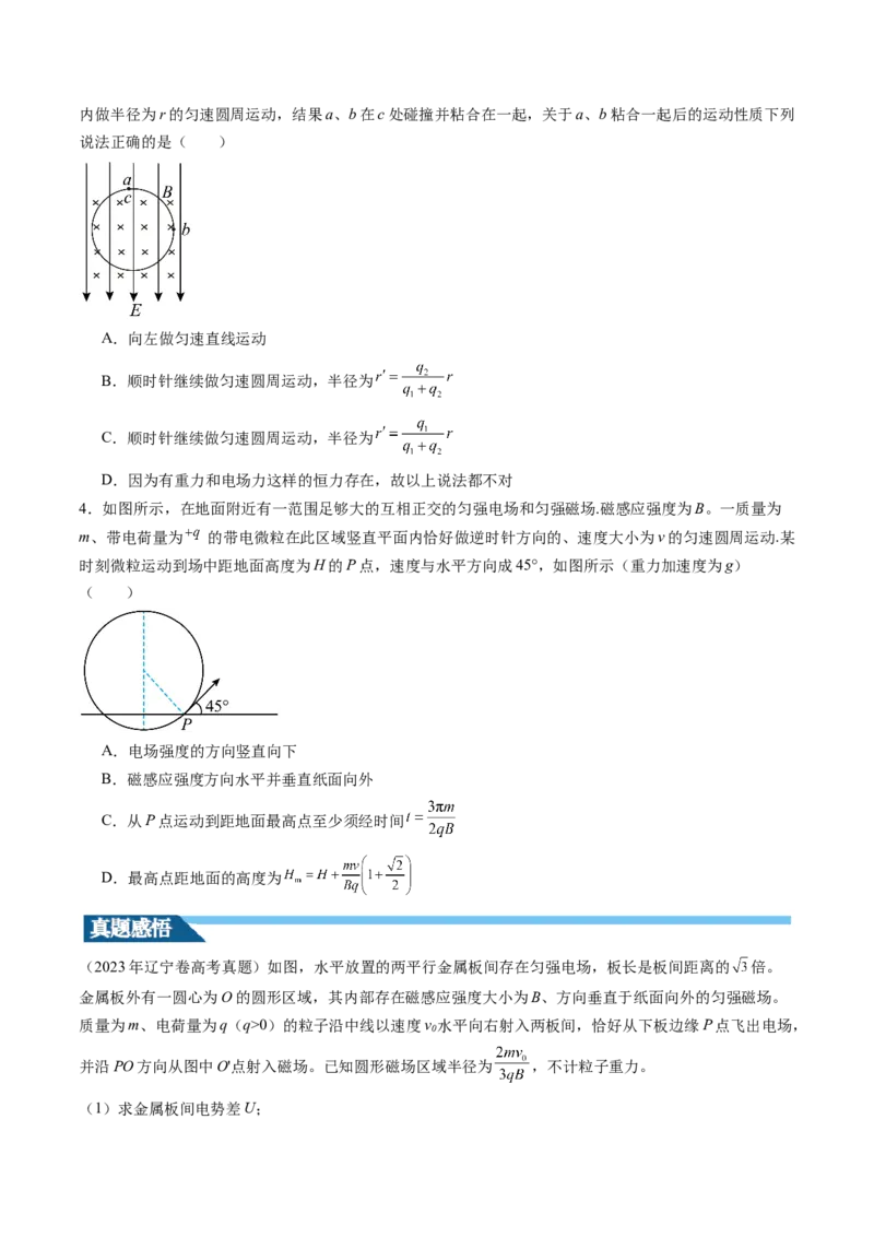 第53讲带电粒子在复合场中的运动（讲义）（原卷版）_04高考物理_新高考复习资料_2024新高考复习资料_一轮复习资料_2024年高考物理一轮复习讲练测（讲义+练习+课件）（新高考）