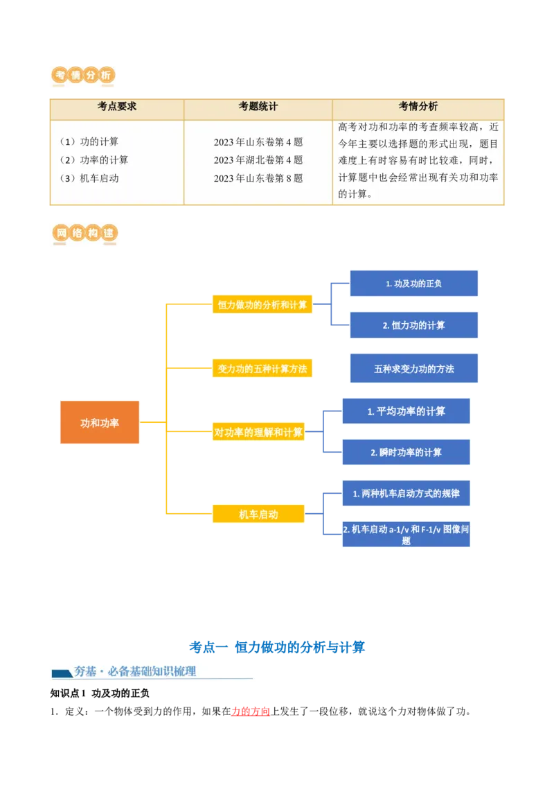 第25讲功和功率（讲义）（解析版）_04高考物理_新高考复习资料_2024新高考复习资料_一轮复习资料_2024年高考物理一轮复习讲练测（讲义+练习+课件）（新高考）_讲义+练习