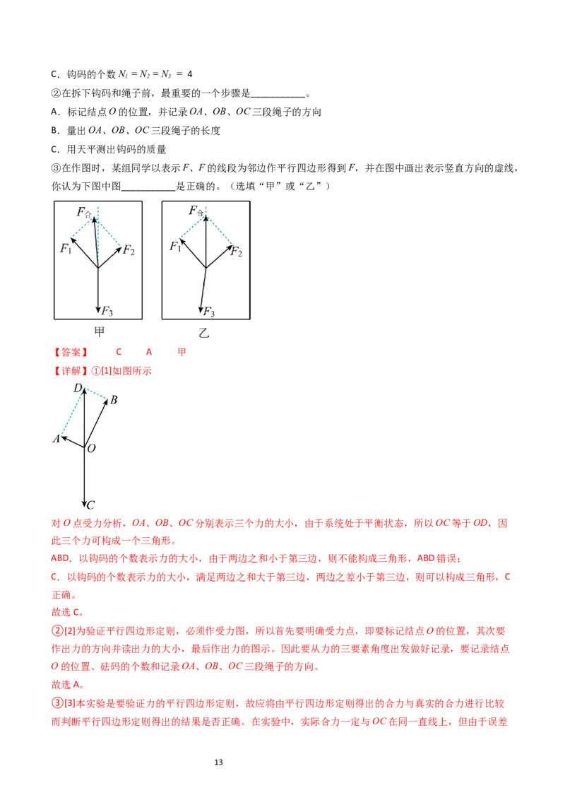 考点09实验三探究两个互成角度的力的合成规律（核心考点精讲精练）-备战2024年高考物理一轮复习考点帮（新高考专用）（解析版）_04高考物理_新高考复习资料_2024新高考复习资料