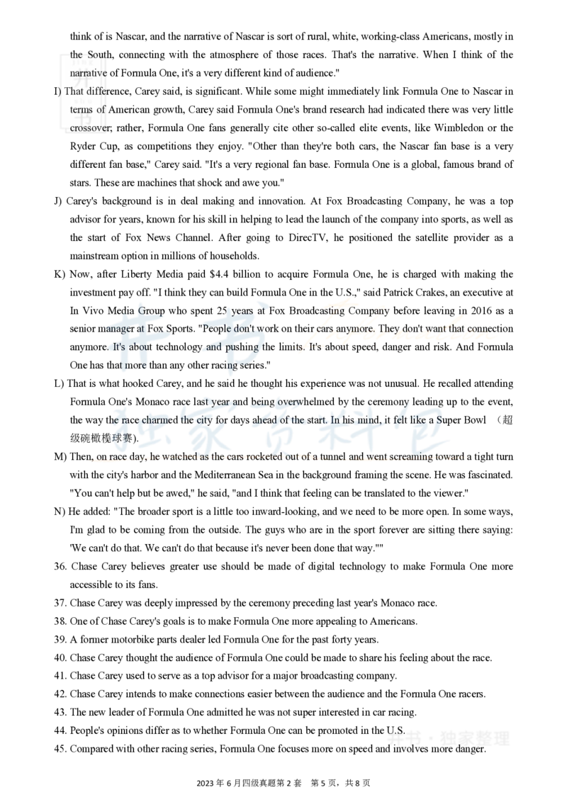 2023年6月大学英语四级考试真题卷2_最新更新，视频都在这_2026、6月四级速转存易和谐_四六级真题+资料包_四级真题_2023年6月CET4