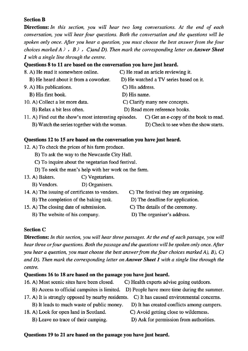 2024.06英语四级真题第1套_最新更新，视频都在这_2026、6月四级速转存易和谐_四六级真题+资料包_四级真题_2024年CET4真题及答案解析(全三套)