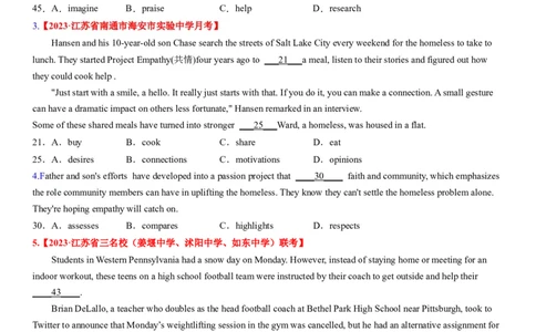 考点1完形填空之词汇复现（学生版）_03高考英语_新高考复习资料_2024年新高考资料_一轮复习资料_完备战2024年高考英语一轮复习考点帮（新高考）_完形填空