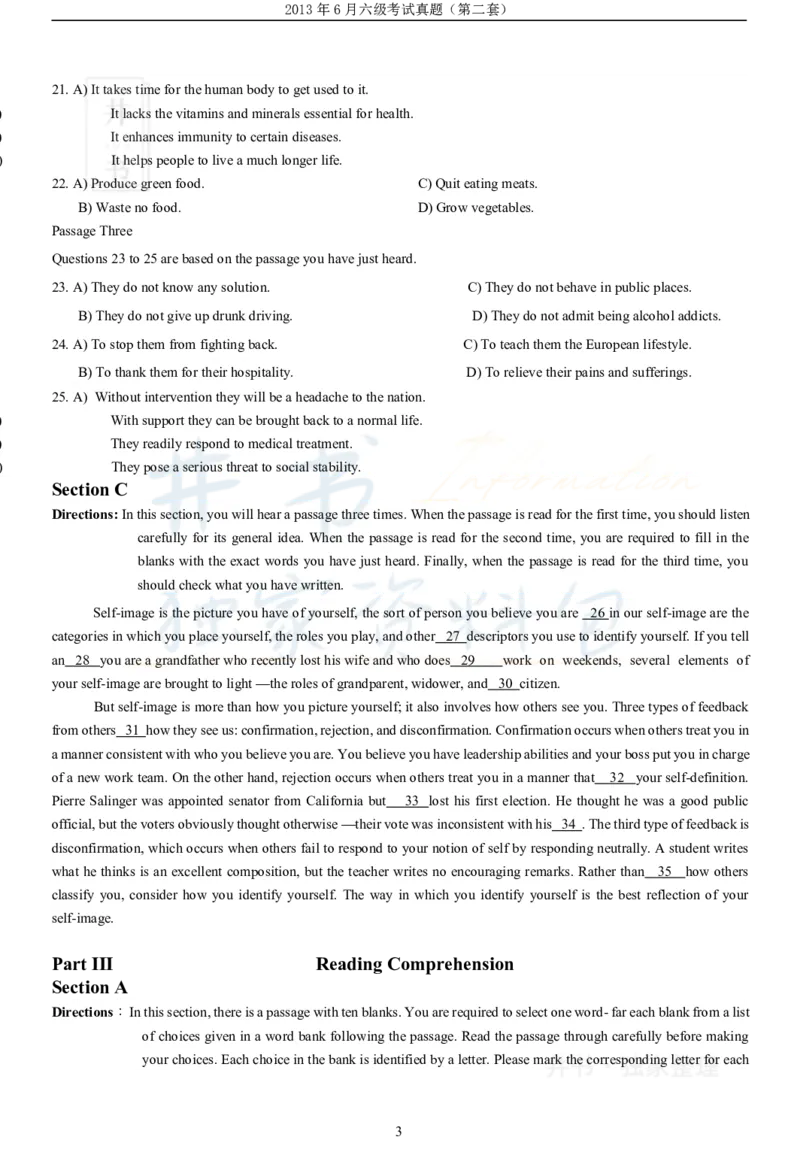 2013年06月大学英语6级（卷二）_最新更新，视频都在这_2026、6月四级速转存易和谐_四六级真题+资料包_六级真题_2007-2015年六级真题及答案解析_2013年06月英语六级真题