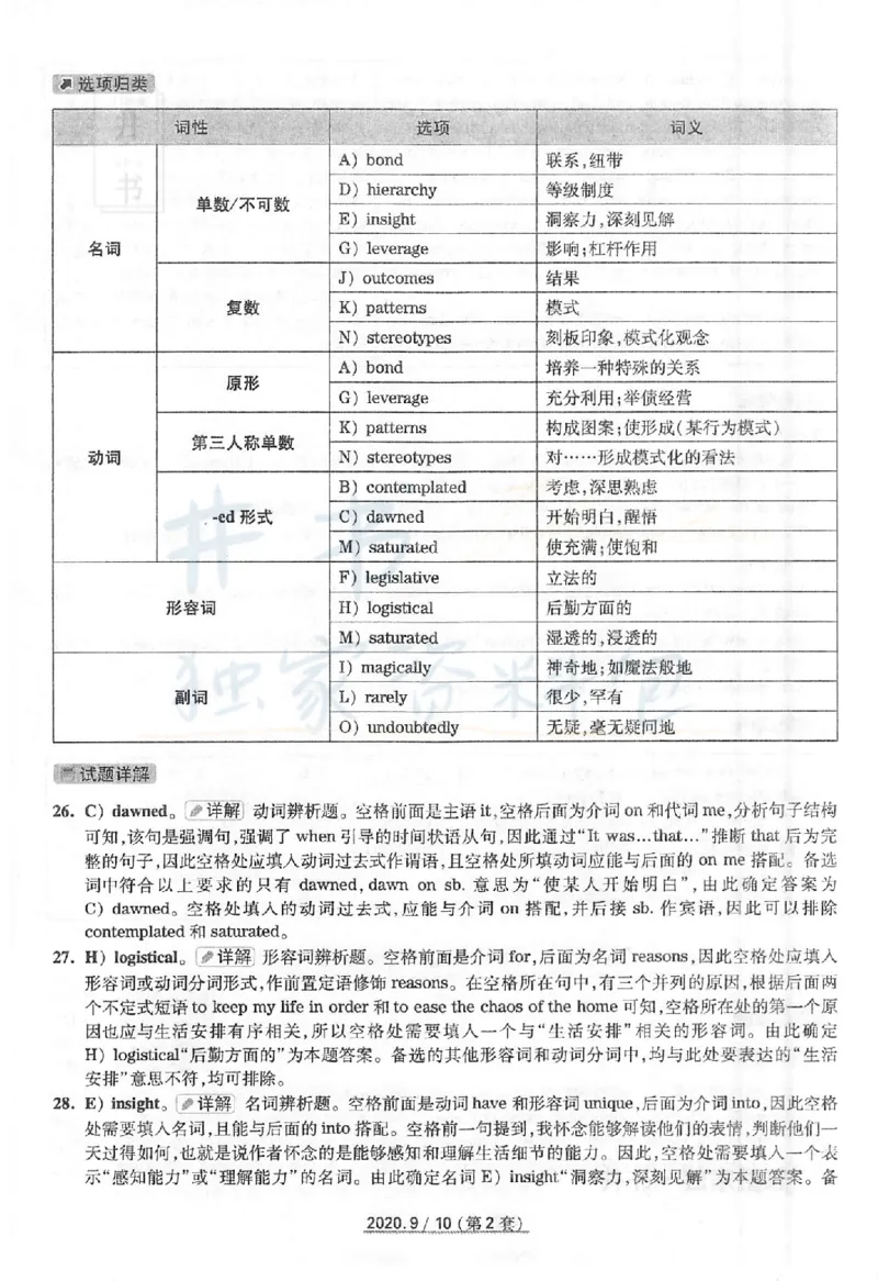 2020年09月六级答案及解析（卷二）_最新更新，视频都在这_2026、6月四级速转存易和谐_四六级真题+资料包_六级真题_2020年09月六级真题及答案解析（全三套）