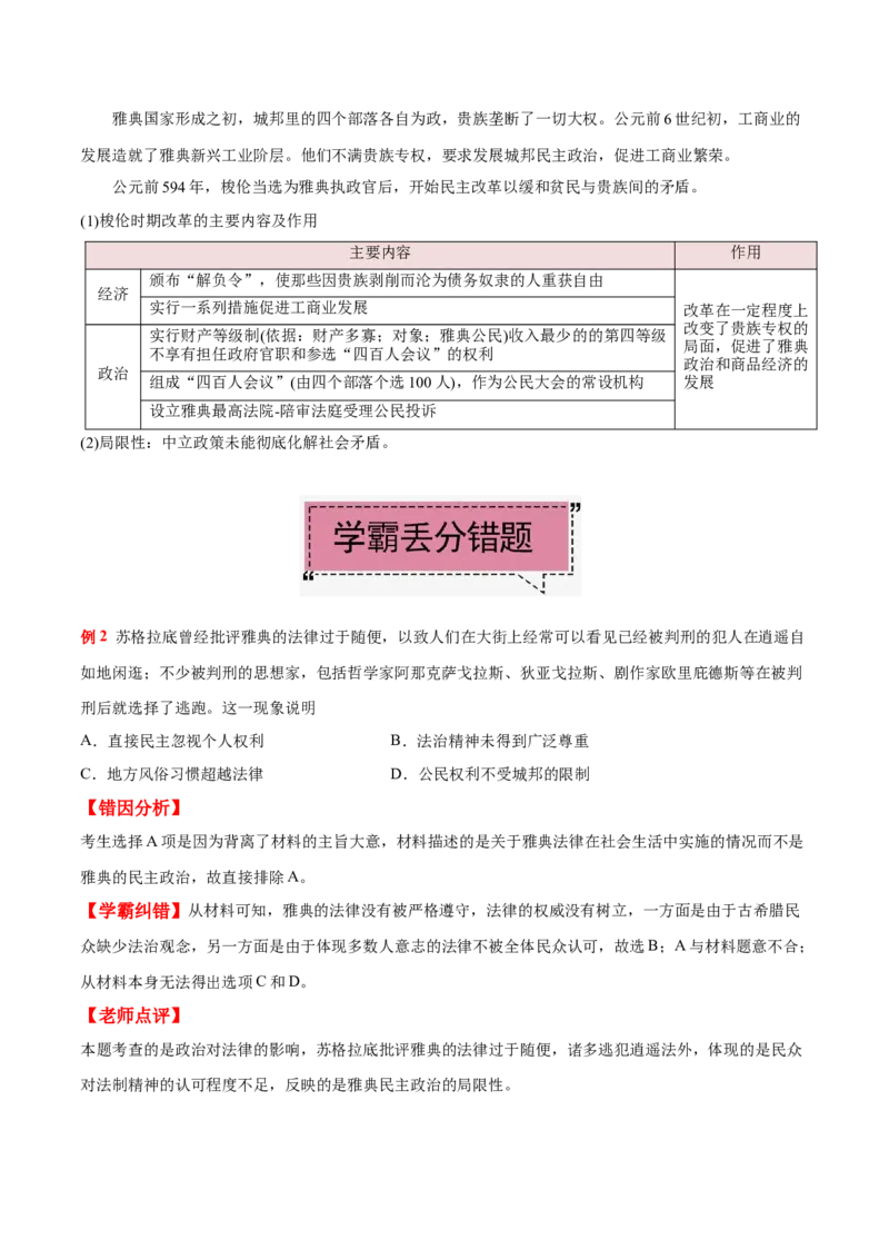 考点05雅典民主政治-备战2022年高考历史学霸纠错_07高考历史_2024年新高考资料_1.2024一轮复习_赠备战2022年高考历史学霸纠错
