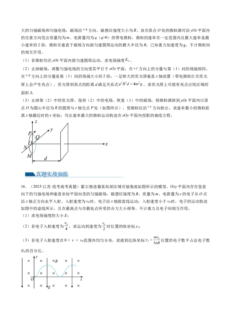 第53讲带电粒子在复合场中的运动（练习）（原卷版）_04高考物理_新高考复习资料_2024新高考复习资料_一轮复习资料_2024年高考物理一轮复习讲练测（讲义+练习+课件）（新高考）