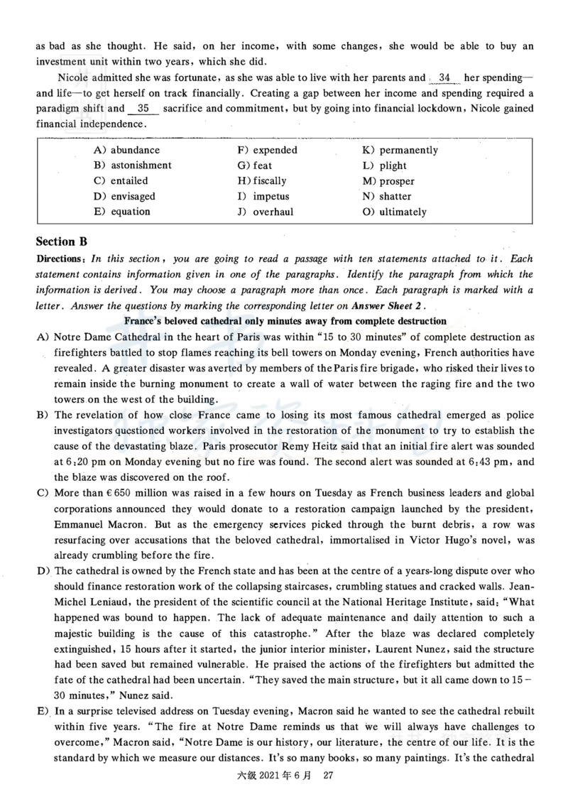 2021年06月英语六级真题（卷二）_最新更新，视频都在这_2026、6月四级速转存易和谐_四六级真题+资料包_六级真题_2021年06月六级真题及答案解析（完整版）