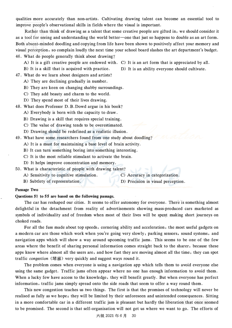 2021年06月英语六级真题（卷二）_最新更新，视频都在这_2026、6月四级速转存易和谐_四六级真题+资料包_六级真题_2021年06月六级真题及答案解析（完整版）