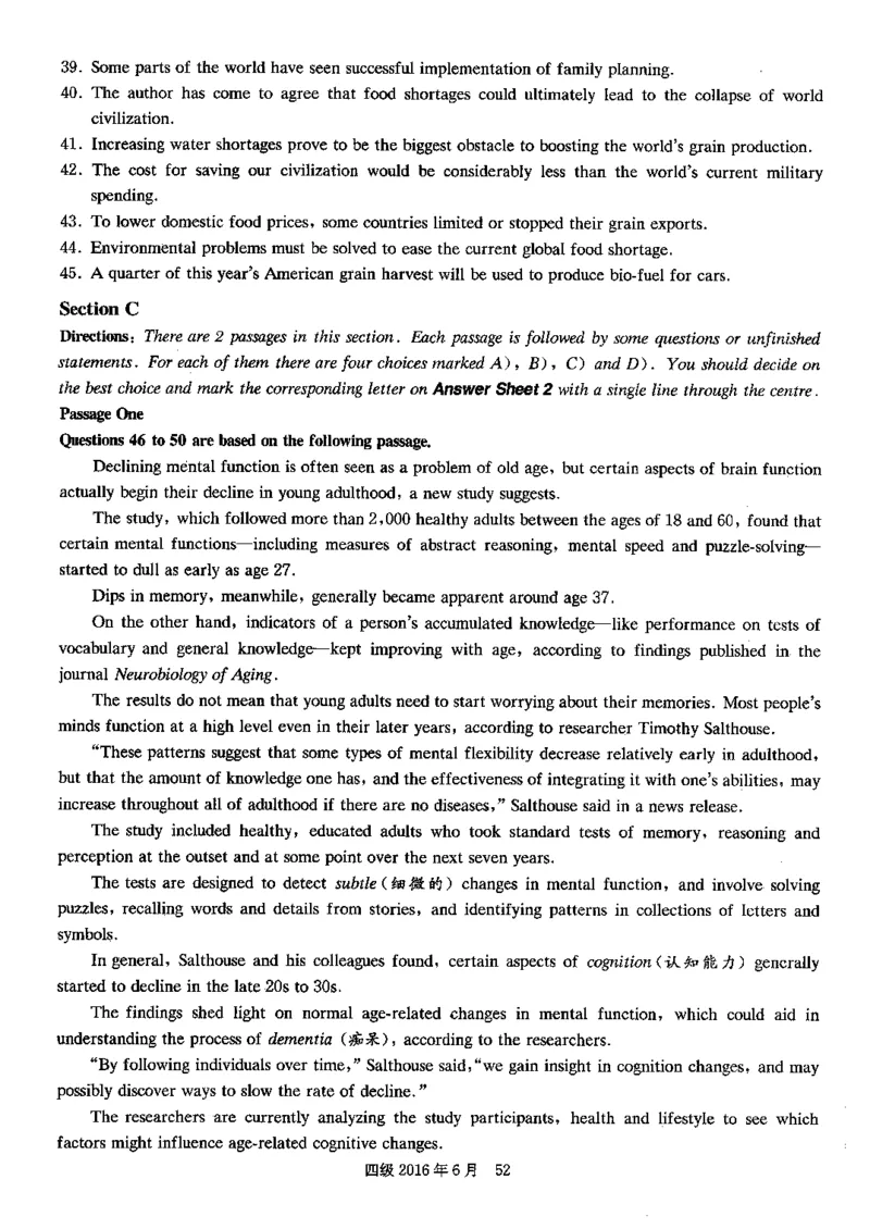 2016.06四级真题第3套可复制可检索_02.四六级真题+模拟题（0128）_四级真题+音频+解析(0128)_02.2013&mdash;2015年旧题型_2016年6月CET4_2016.06四级真题PDF