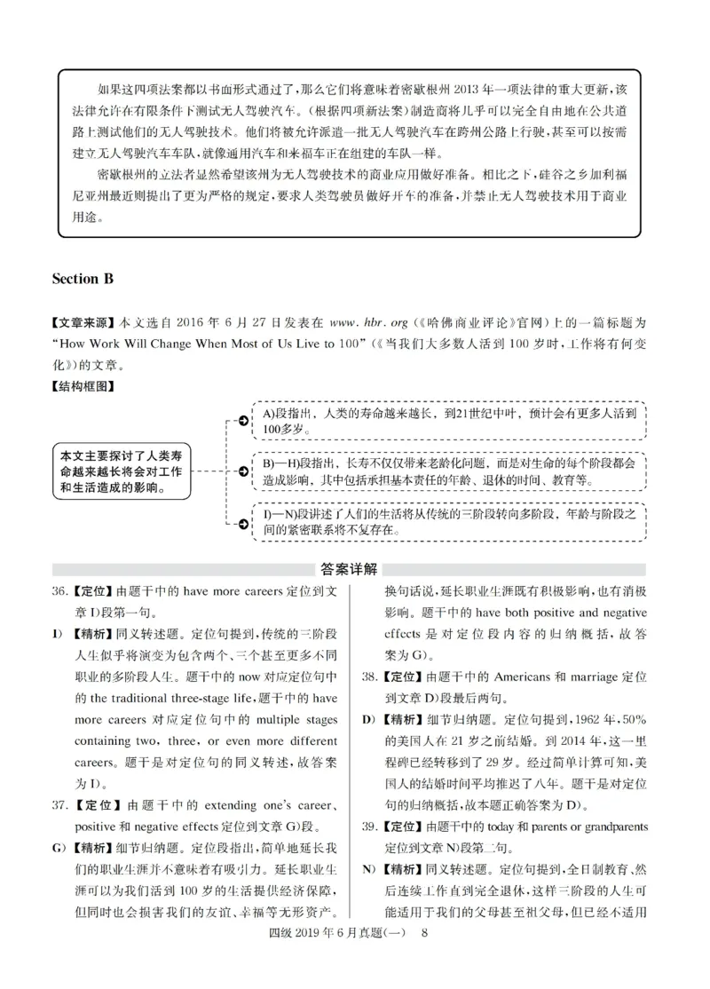 2019.06四级解析全3套(带书签)_02.四六级真题+模拟题（0128）_四级真题+音频+解析(0128)_03.2016&mdash;2025年新题型_2019年06月四级