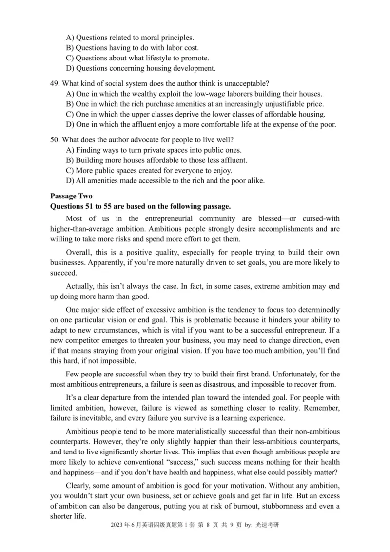 2023.06四级真题全3套(带书签)_02.四六级真题+模拟题（0128）_四级真题+音频+解析(0128)_03.2016&mdash;2025年新题型_2023年06月四级