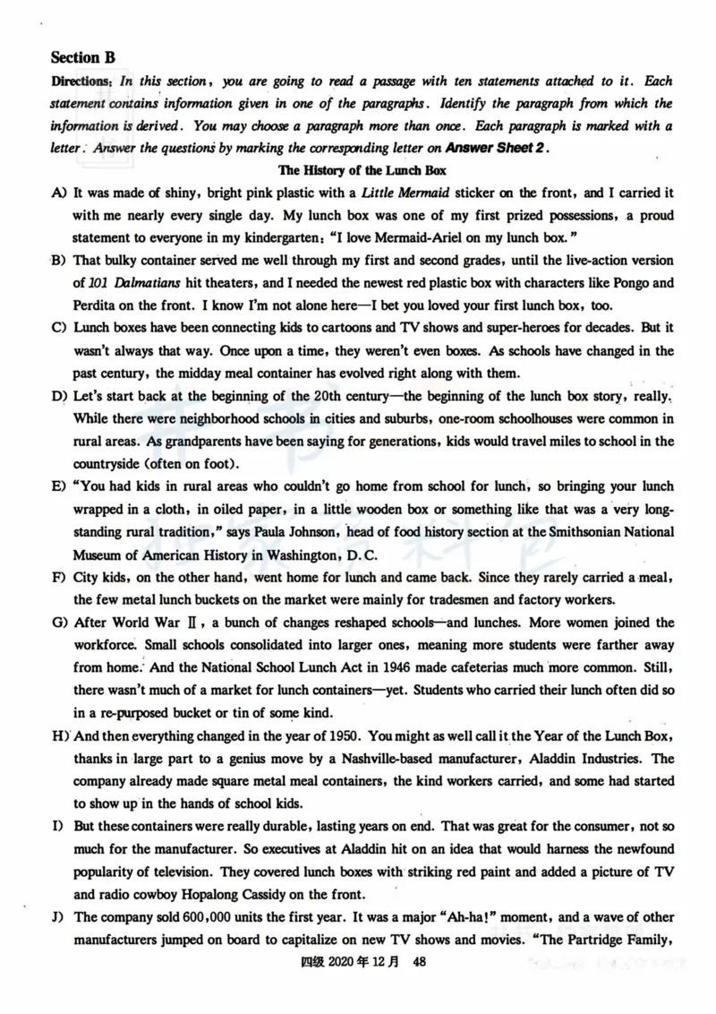 2020年12月大学英语四级考试真题卷3_最新更新，视频都在这_2026、6月四级速转存易和谐_四六级真题+资料包_四级真题_2020年12月CET4