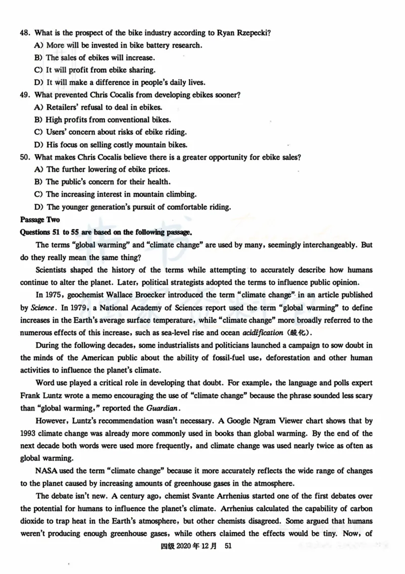 2020年12月大学英语四级考试真题卷3_最新更新，视频都在这_2026、6月四级速转存易和谐_四六级真题+资料包_四级真题_2020年12月CET4