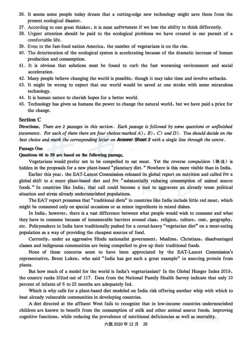 2020.12六级真题第2套_最新更新，视频都在这_2026、6月四级速转存易和谐_四六级真题+资料包_六级真题_2020年12月六级真题及答案解析（完整版）