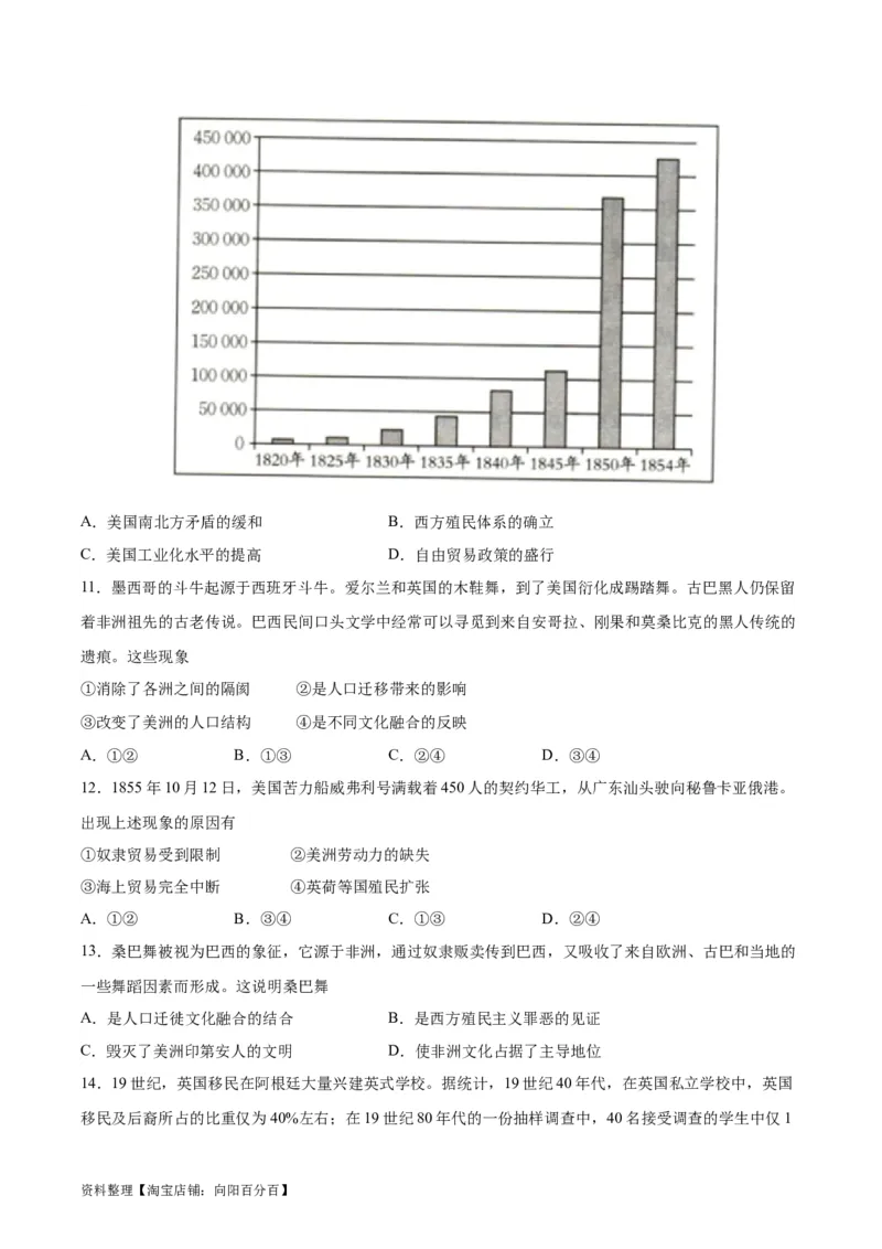 考点巩固卷34人口迁徙、文化交融与认同（原卷版）_07高考历史_新高考复习资料_2024年新高考复习资料_一轮复习资料_完2024年高考历史一轮复习考点通关卷（新高考通用）_考点巩固卷