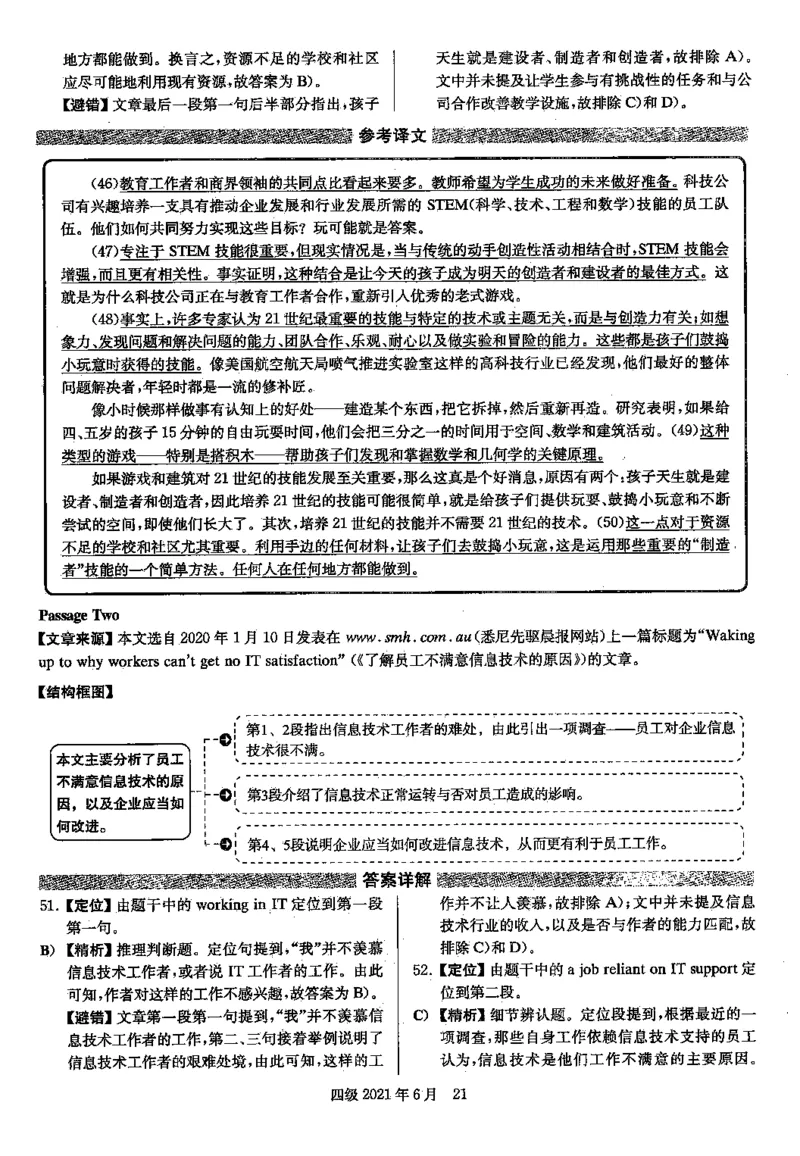 2021.06四级解析全3套(带书签)_02.四六级真题+模拟题（0128）_四级真题+音频+解析(0128)_03.2016&mdash;2025年新题型_2021年06月四级