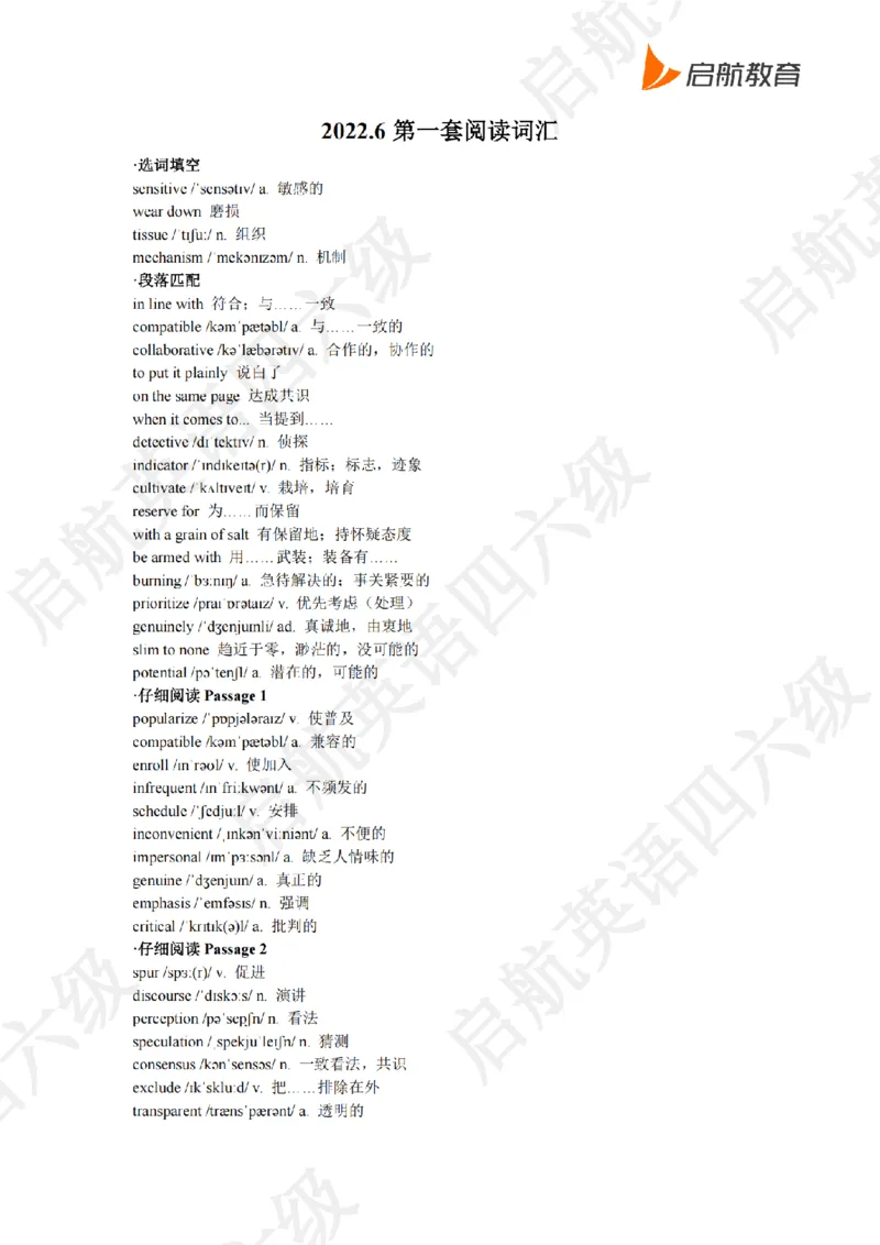 2022.6四级阅读词汇_最新更新，视频都在这_2026、6月四级速转存易和谐_0、2025年12月四级_01.启航四级全程班马天艺_09.2021-2025阅读真题词汇