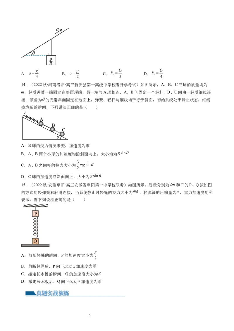 第12讲牛顿运动定律（练习）（原卷版）_04高考物理_新高考复习资料_2024新高考复习资料_一轮复习资料_2024年高考物理一轮复习讲练测（讲义+练习+课件）（新高考）_讲义+练习