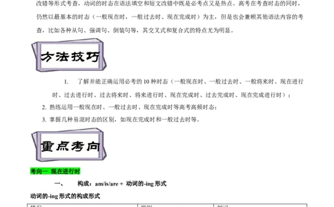 考点08进行体和完成进行体-谓语动词时态(原卷版)（重难考点精讲练）-备战2023年高考英语一轮复习考点帮（全国通用）_03高考英语_通用版（老高考）复习资料_2023年复习资料_一轮复习