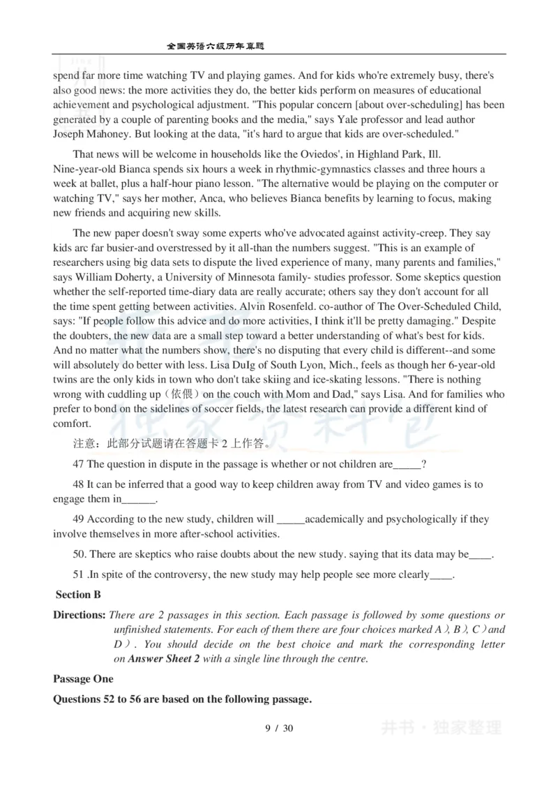 2012年12月大学英语6级真题及答案解析（卷二）_最新更新，视频都在这_2026、6月四级速转存易和谐_四六级真题+资料包_六级真题_2007-2015年六级真题及答案解析_2012年12月英语六级真题