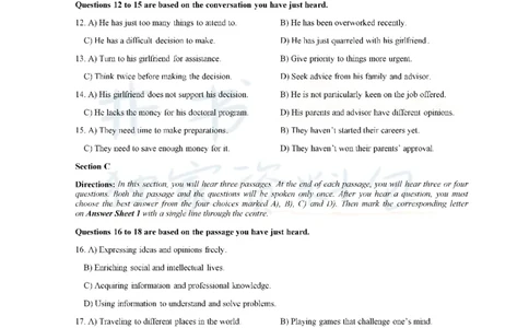 2019年12月大学英语四级考试真题卷2_最新更新，视频都在这_2026、6月四级速转存易和谐_四六级真题+资料包_四级真题_2019年12月CET4
