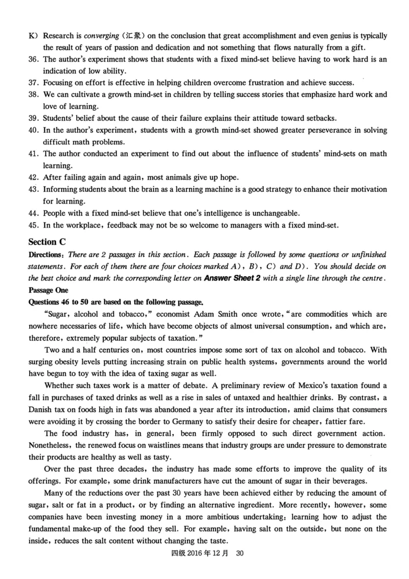2016.12四级真题全3套(带书签)_02.四六级真题+模拟题（0128）_四级真题+音频+解析(0128)_03.2016&mdash;2025年新题型_2016年12月四级