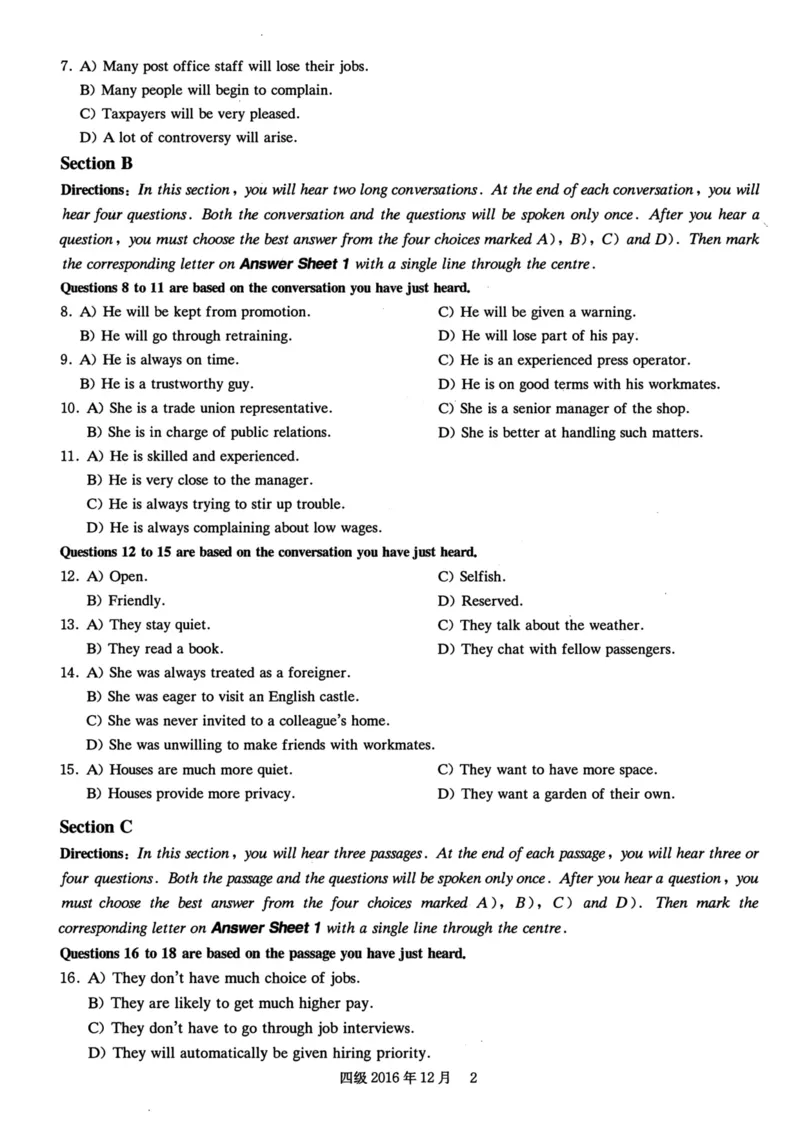 2016.12四级真题全3套(带书签)_02.四六级真题+模拟题（0128）_四级真题+音频+解析(0128)_03.2016&mdash;2025年新题型_2016年12月四级