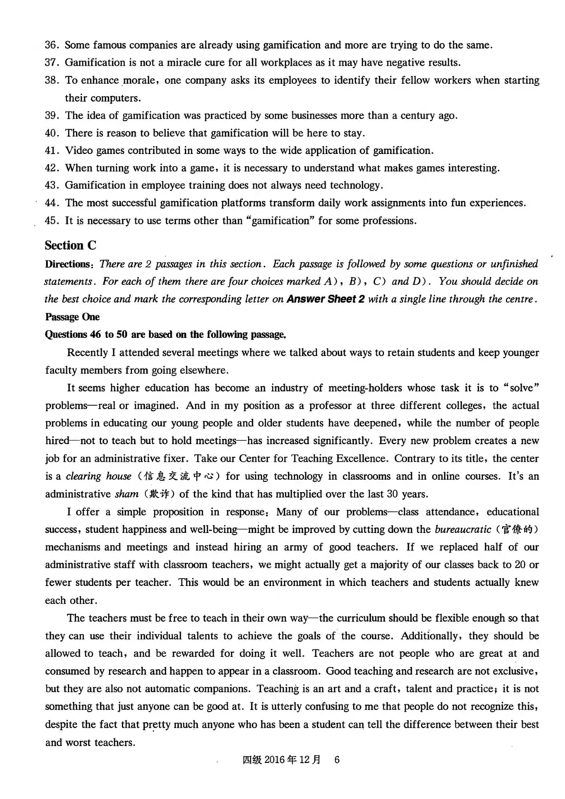 2016.12四级真题全3套(带书签)_02.四六级真题+模拟题（0128）_四级真题+音频+解析(0128)_03.2016&mdash;2025年新题型_2016年12月四级