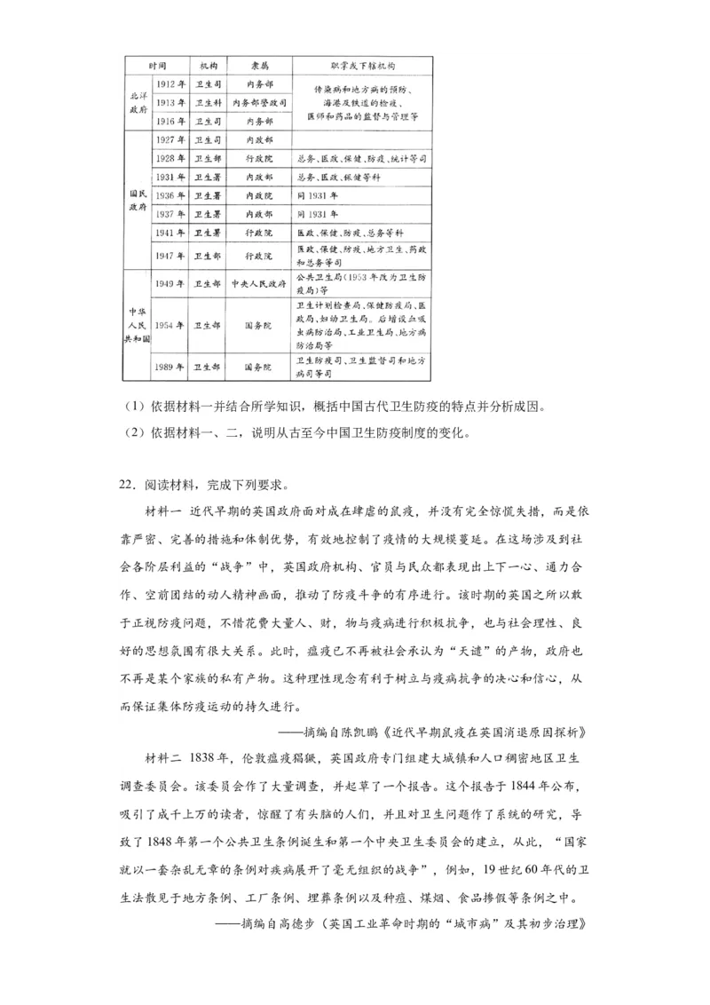 经济类热点--防疫抗疫-2023-2024学年高三历史二轮（专题训练）原卷版_07高考历史_2024年新高考资料_2.2024二轮复习_2024届高三历史统编版二轮复习专项训练